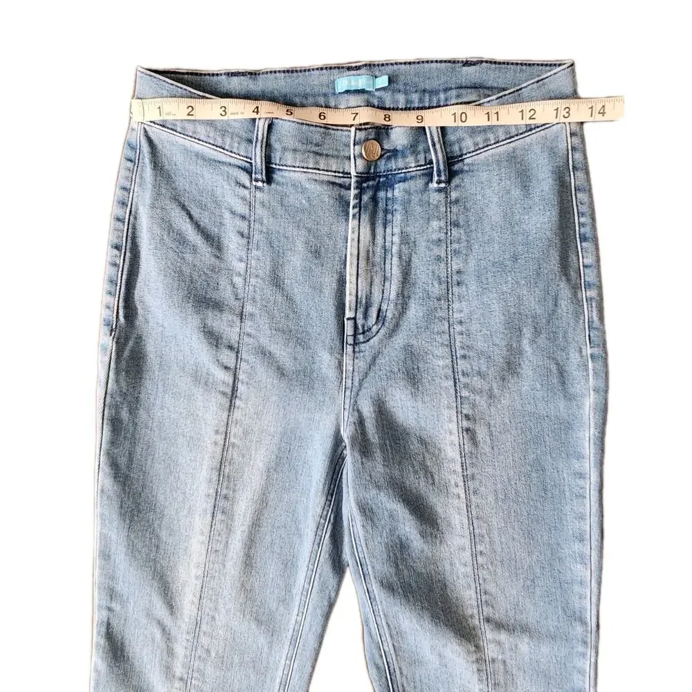 J Mclaughlin Mid Rise Straight Ankle Front Slit Denim Jeans Blue Women's Size 4 - Picture 5 of 7